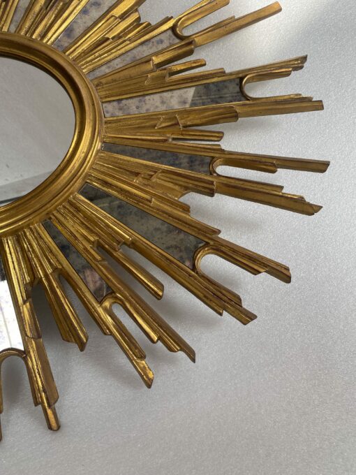1970' Oval Sun Mirror, Golden Resin 86 x 66 cm - Image 7