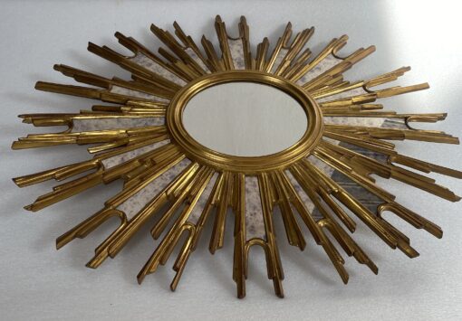 1970' Oval Sun Mirror, Golden Resin 86 x 66 cm - Image 8
