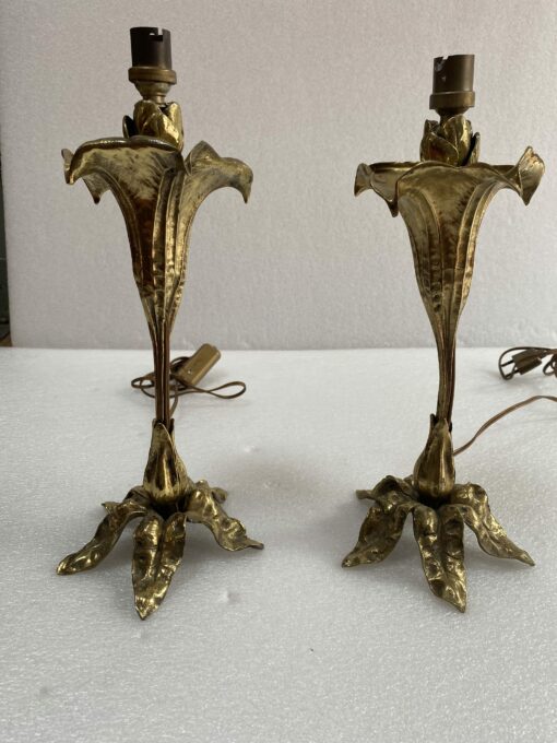 1900' Pair Of Flower Lamps In Bronze ∅ 16 cm H 34.5 cm - Image 13