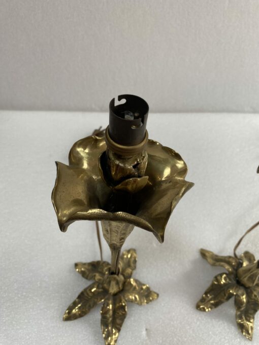 1900' Pair Of Flower Lamps In Bronze ∅ 16 cm H 34.5 cm - Image 4