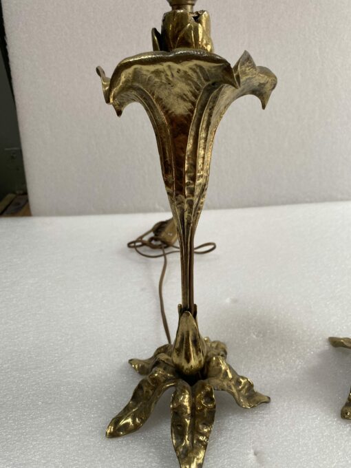 1900' Pair Of Flower Lamps In Bronze ∅ 16 cm H 34.5 cm - Image 5