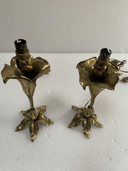 1900' Pair Of Flower Lamps In Bronze ∅ 16 cm H 34.5 cm - Image 7