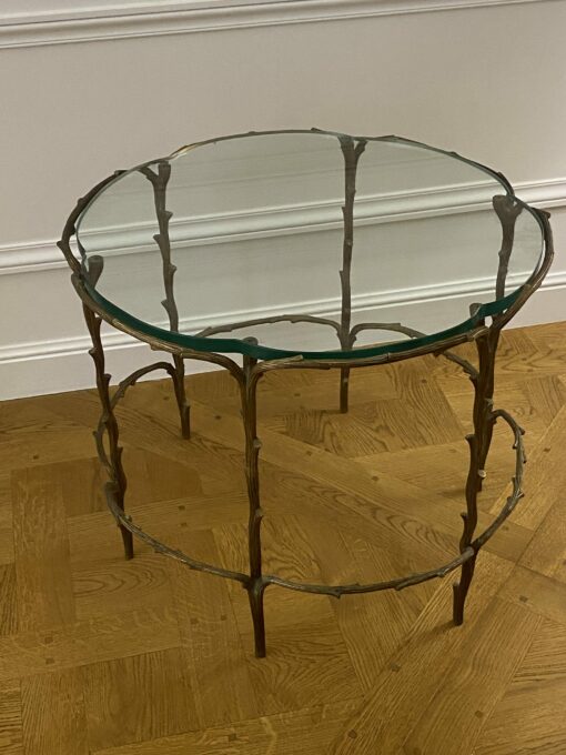 1950/70' Table De Salon En Bronze Doré Décor Végétal Style Maison Charles