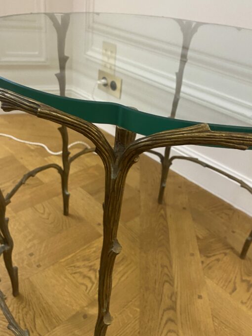 1950/70' Table De Salon En Bronze Doré Décor Végétal Style Maison Charles – Image 9