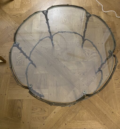 1950/70' Table De Salon En Bronze Doré Décor Végétal Style Maison Charles – Image 12