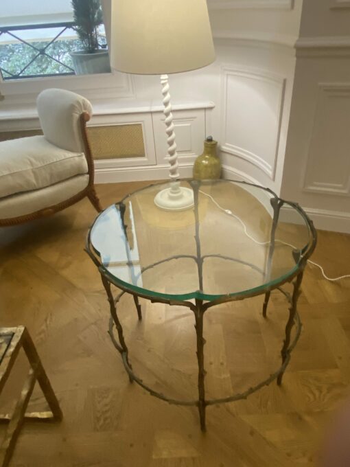 1950/70' Table De Salon En Bronze Doré Décor Végétal Style Maison Charles – Image 14