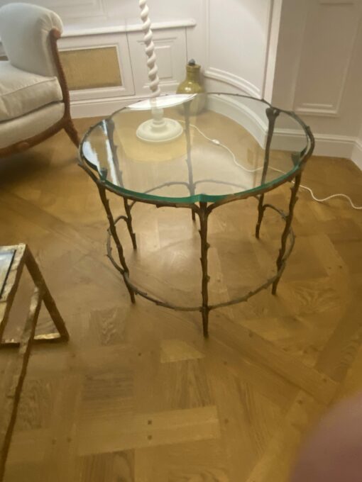 1950/70' Table De Salon En Bronze Doré Décor Végétal Style Maison Charles – Image 15