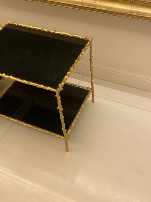 1950/70' Pair Of End Of Sofa Maison Jansen ,Gited Bronze, With Tops In Black Glasses 50 X 37 cm - Image 7
