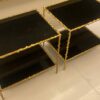 1950/70' Pair Of End Of Sofa Maison Jansen ,Gited Bronze, With Tops In Black Glasses 50 X 37 cm - Image 9