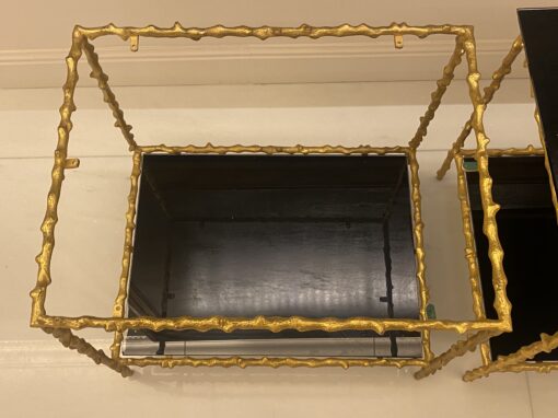 1950/70' Pair Of End Of Sofa Maison Jansen ,Gited Bronze, With Tops In Black Glasses 50 X 37 cm - Image 10