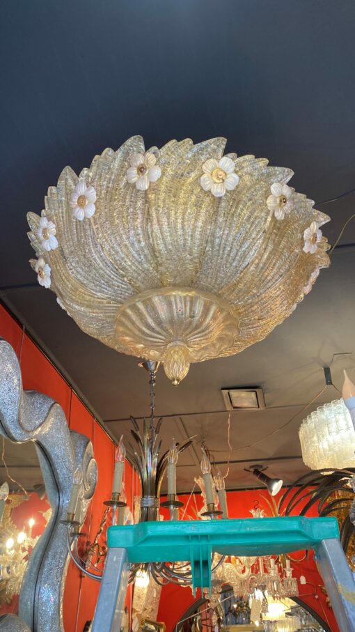 1970/80′ Murano Glass Or Crystal Ceiling Lamp Barovier & Toso Ø 80 cm - Image 2