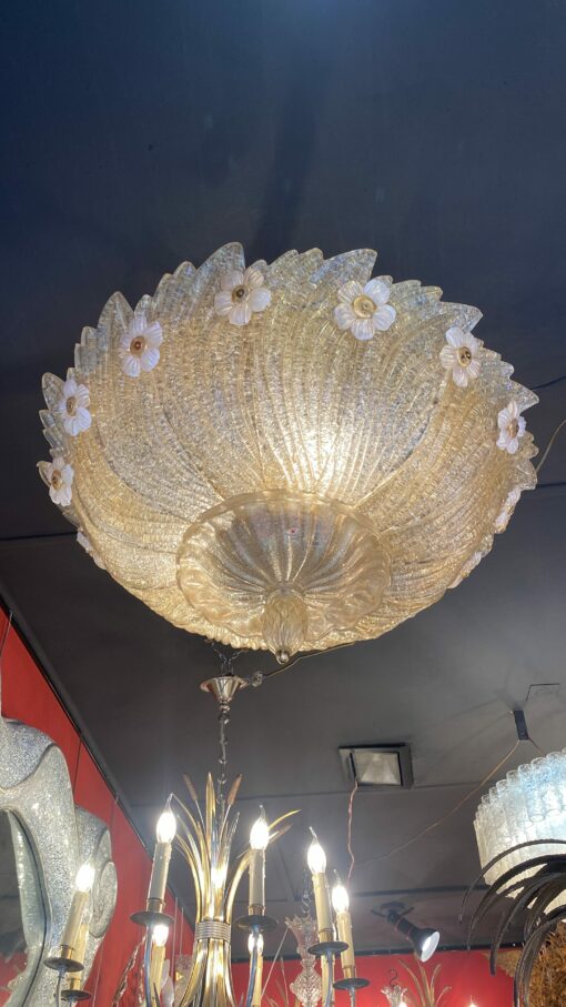 1970/80′ Murano Glass Or Crystal Ceiling Lamp Barovier & Toso Ø 80 cm