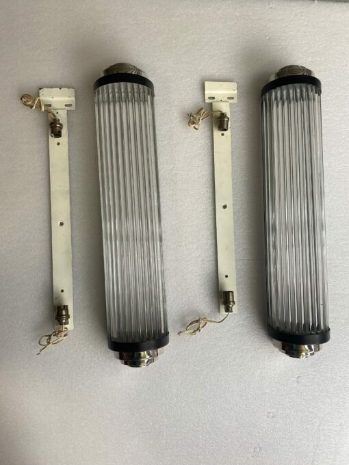 1970′ Pair of Genet Michon Or Petitot Style Glass Tube Sconces H 64 cm - Image 21