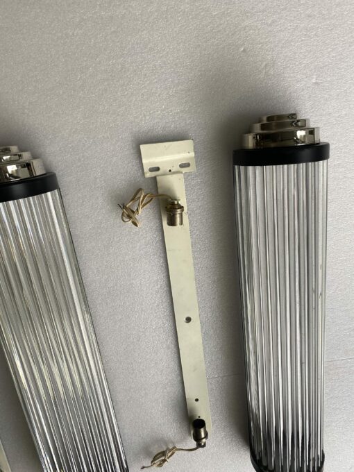 1970′ Pair of Genet Michon Or Petitot Style Glass Tube Sconces H 64 cm - Image 5