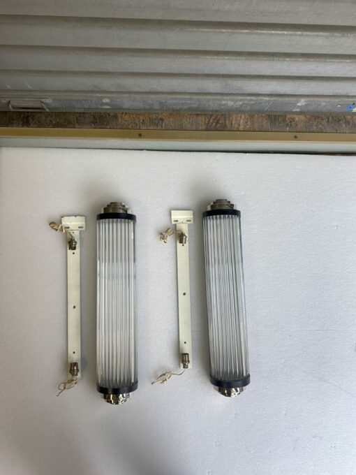 1970′ Pair of Genet Michon Or Petitot Style Glass Tube Sconces H 64 cm - Image 15