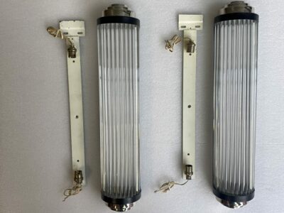 1970′ Pair of Genet Michon Or Petitot Style Glass Tube Sconces H 64 cm
