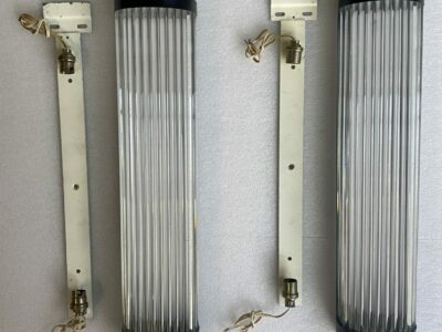 1970′ Paire d' appliques A Tubes de Verre Style Genet Michon Ou Petitot H 64 cm