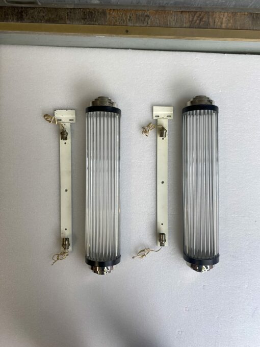 1970′ Pair of Genet Michon Or Petitot Style Glass Tube Sconces H 64 cm - Image 17
