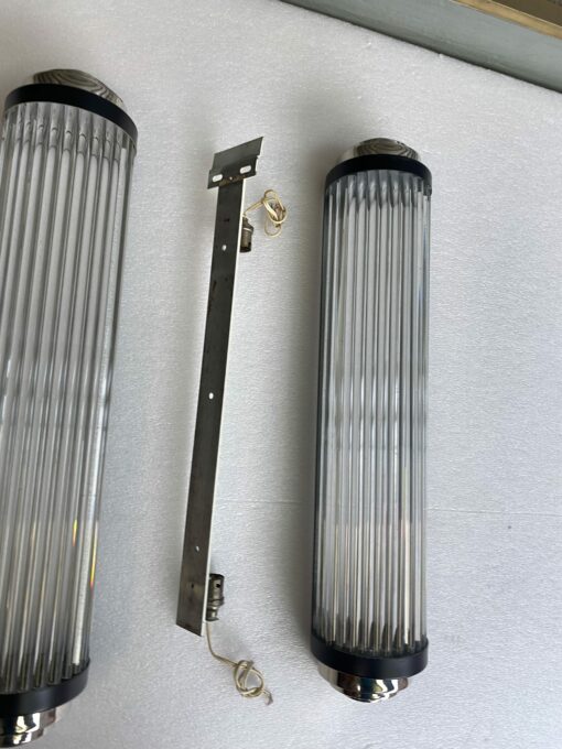 1970′ Pair of Genet Michon Or Petitot Style Glass Tube Sconces H 64 cm - Image 19