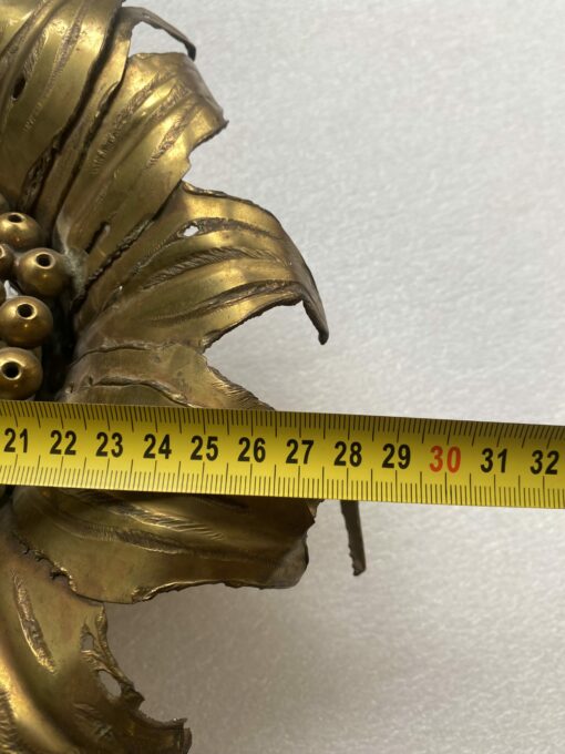 1970' Patinated Brass Sunflower Wall Lamp Signed P.MAS-ROSSI H 64 cm - Image 11