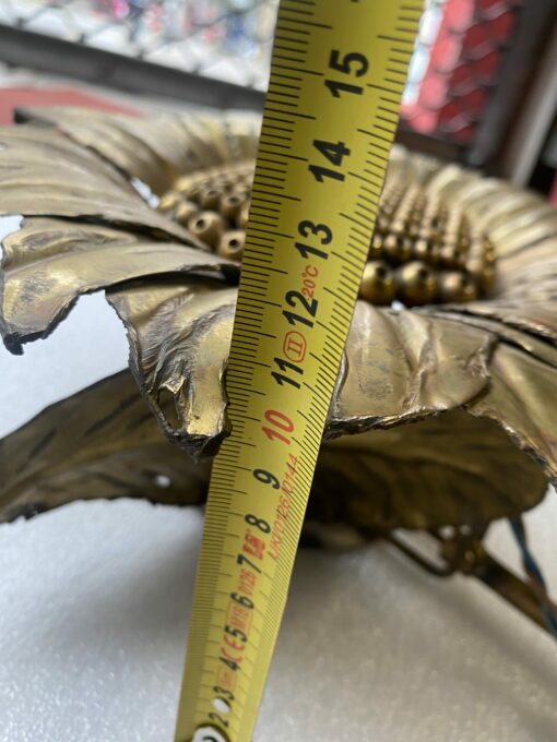 1970' Patinated Brass Sunflower Wall Lamp Signed P.MAS-ROSSI H 64 cm - Image 12