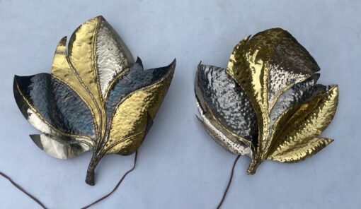 1970' Paire d' Appliques En Laiton Argenté Et Patiné Fernandez Ou Isabelle Faure Ou Duval Brasseur