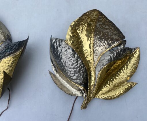 1970' Paire d' Appliques En Laiton Argenté Et Patiné Fernandez Ou Isabelle Faure Ou Duval Brasseur – Image 9