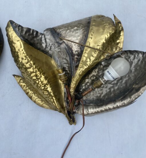 1970' Paire d' Appliques En Laiton Argenté Et Patiné Fernandez Ou Isabelle Faure Ou Duval Brasseur – Image 8