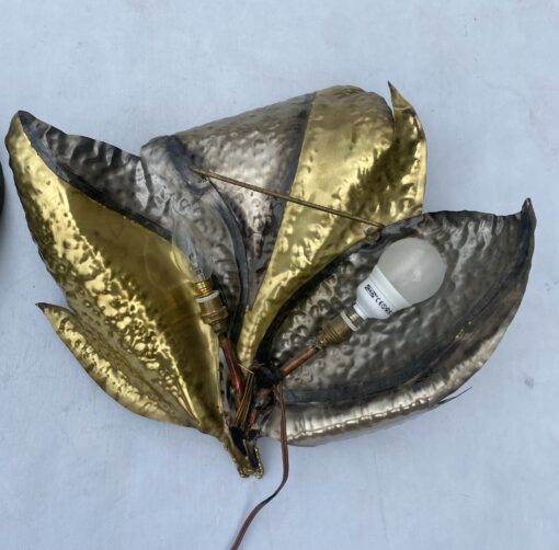 1970' Paire d' Appliques En Laiton Argenté Et Patiné Fernandez Ou Isabelle Faure Ou Duval Brasseur – Image 7