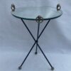 1940/50 ′ Wrought Iron Pedestal Table Brass Ornaments Jacques Adnet Style Diameter 49 cm