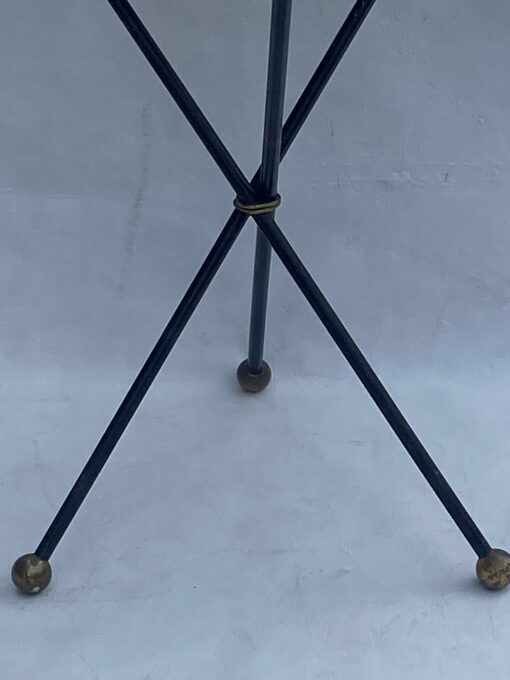 1940/50 ′ Wrought Iron Pedestal Table Brass Ornaments Jacques Adnet Style Diameter 49 cm - Image 4
