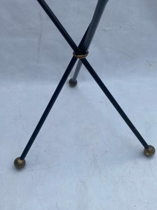 1940/50 ′ Wrought Iron Pedestal Table Brass Ornaments Jacques Adnet Style Diameter 49 cm - Image 8