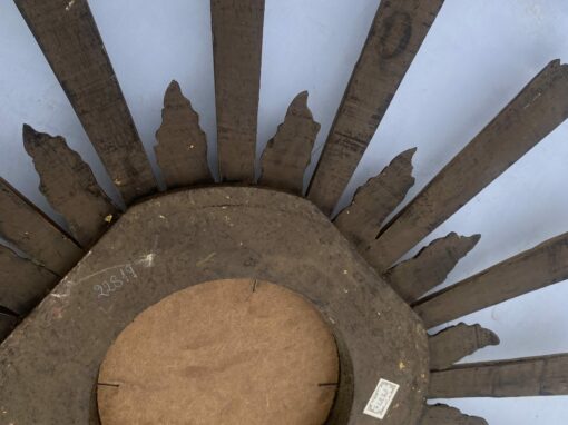 1950/70′ Convex Sun Mirror Patinated Golden Wood With Mirror Inlays 88 Cm In Diameter - Image 7