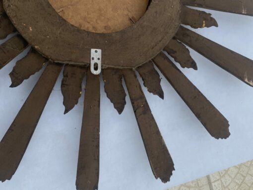 1950/70′ Convex Sun Mirror Patinated Golden Wood With Mirror Inlays 88 Cm In Diameter - Image 8