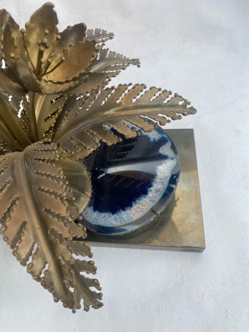 1970′ Lampe Aux Nenuphars En Bronze Doré Et Agate DLG Duval Brasseur Ou Isabelle Faure – Image 4