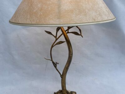 1970/80′ Decor Vegetal Lamp In Golden Metal Signed Banci H 50 cm