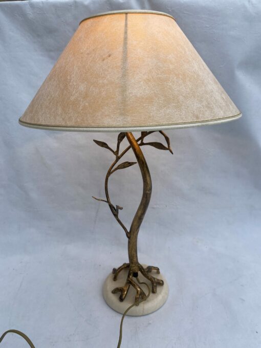 1970/80′ Decor Vegetal Lamp In Golden Metal Signed Banci H 50 cm