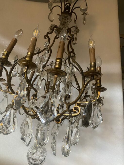 1880/1900′ Maison Bagués Et Baccarat Cage Chandelier in Gilt Bronze 12 Lights H: 110 cm - Image 16