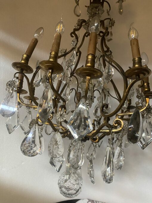 1880/1900′ Maison Bagués Et Baccarat Cage Chandelier in Gilt Bronze 12 Lights H: 110 cm - Image 18