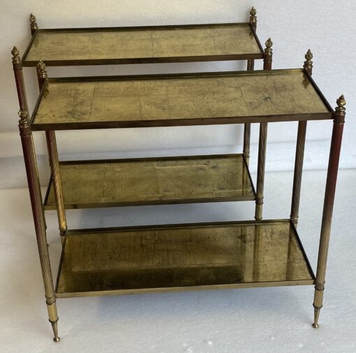 1950/70' Pair Of Rectangular Sofa Ends Maison Bagués Brass and Bronze Trays Gold Leaves Fixed Under Glass and With Olympic Flames 63 X 28 cm - Image 7