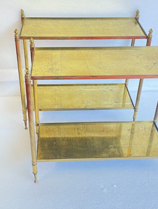 1950/70' Pair Of Rectangular Sofa Ends Maison Bagués Brass and Bronze Trays Gold Leaves Fixed Under Glass and With Olympic Flames 63 X 28 cm - Image 10