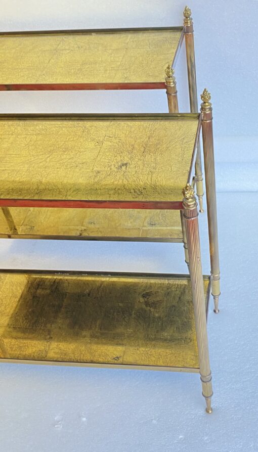 1950/70' Pair Of Rectangular Sofa Ends Maison Bagués Brass and Bronze Trays Gold Leaves Fixed Under Glass and With Olympic Flames 63 X 28 cm - Image 11