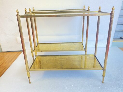 1950/70' Pair Of Rectangular Sofa Ends Maison Bagués Brass and Bronze Trays Gold Leaves Fixed Under Glass and With Olympic Flames 63 X 28 cm - Image 13