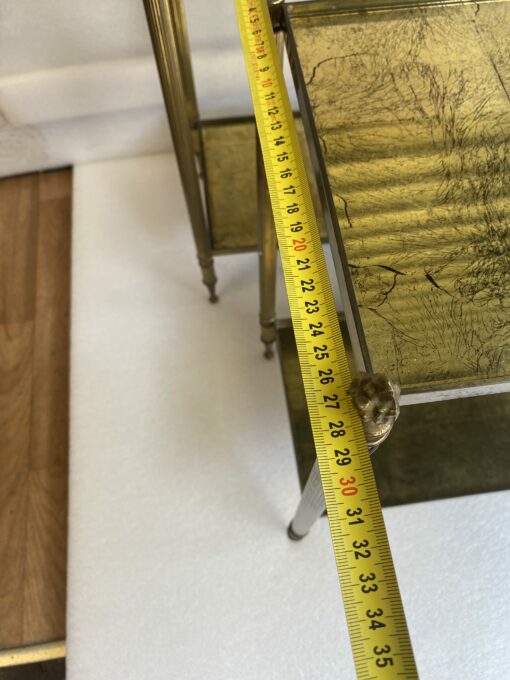 1950/70' Pair Of Rectangular Sofa Ends Maison Bagués Brass and Bronze Trays Gold Leaves Fixed Under Glass and With Olympic Flames 63 X 28 cm - Image 14