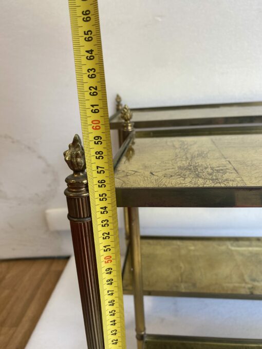 1950/70' Pair Of Rectangular Sofa Ends Maison Bagués Brass and Bronze Trays Gold Leaves Fixed Under Glass and With Olympic Flames 63 X 28 cm - Image 16