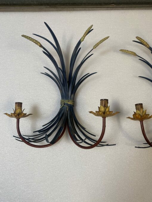 1970' Pair Of Sheaf Of Wheat Sconces In Painted Metal H 55 cm - Image 3