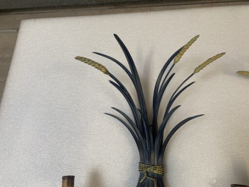 1970' Pair Of Sheaf Of Wheat Sconces In Painted Metal H 55 cm - Image 5
