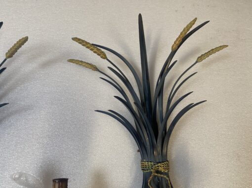 1970' Pair Of Sheaf Of Wheat Sconces In Painted Metal H 55 cm - Image 6