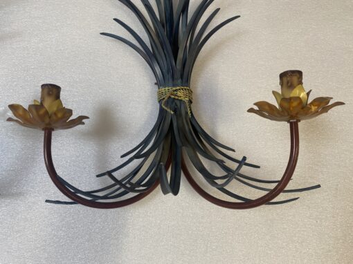 1970' Pair Of Sheaf Of Wheat Sconces In Painted Metal H 55 cm - Image 7