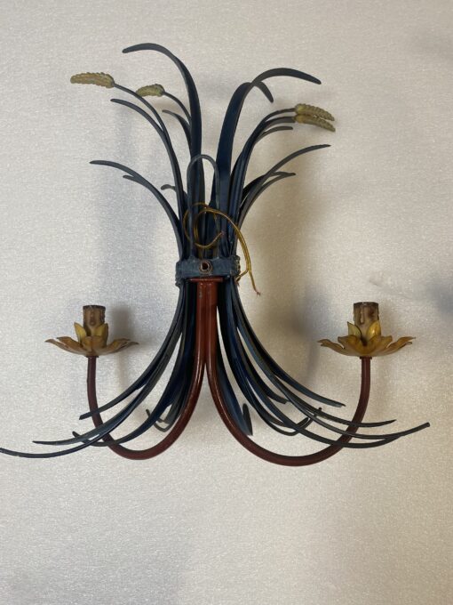 1970' Pair Of Sheaf Of Wheat Sconces In Painted Metal H 55 cm - Image 9